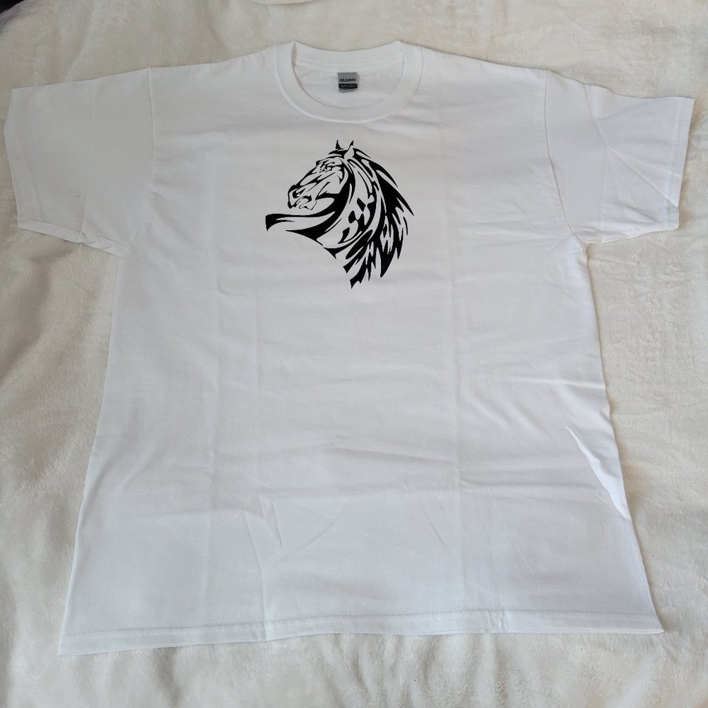 Horse Head Print Crew Neck T-Shirt